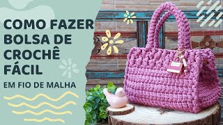 Como fazer bolsa de crochê em fio de malha fácil [upl. by Huldah816]