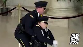 Honor Guard faints on live TV in front of Justice Sandra Day O’Connor’s casket [upl. by Vala]