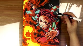 Drawing TANJIRO HI NO KAMI KAGURA Kimetsu no Yaiba [upl. by Axia]