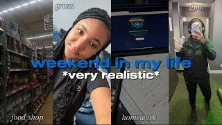 WEEKEND IN MY LIFE very realistic  grwm • food shop • homework • gym [upl. by Nnahs]