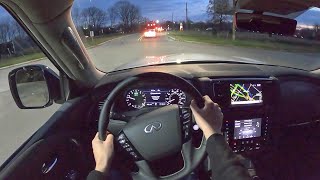 2021 Infiniti QX80  POV Night Drive Binaural Audio [upl. by Ylecic]