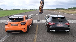 DRAG RACE AUDI RS3 VS MERCEDES A45 AMG [upl. by Sivrahc]