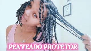 Como Fazer Penteados Protetores no Cabelo Crespo  passo a passo [upl. by Emor561]