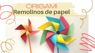 ORIGAMI  Remolinos de papel  Windmill DIY  Manualidades para niños  Kids Crafts [upl. by Anneehs]