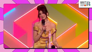 Dua Lipa wins Mastercard Album of the Year  The BRIT Awards 2021 [upl. by Llerihs112]