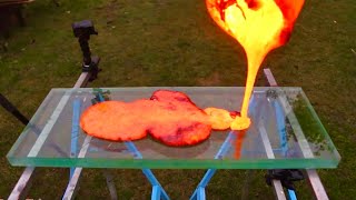 EXPERIMENT LAVA vs THICK BULLETPROOF GLASS [upl. by Lapotin]