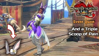 Lagombi Ears layered armorAnd a Triple Scoop of Pain Event Quest  Monster Hunter Rise Sunbreak [upl. by Anilocin]