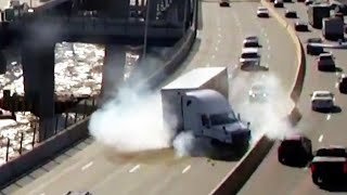 Semi Truck Blowout at Highway Speed  Real World Police Roadcam [upl. by Aymer203]