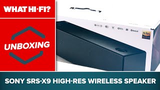 Sony SRSX9 highres wireless speaker  unboxing and first look [upl. by Wilscam398]