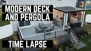 Modern Deck and Pergola Build  Full Project Time Lapse [upl. by Shira]