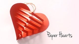 DIY Paper Heart for Valentines Day  Hanging Paper Decorations [upl. by Annmaria687]