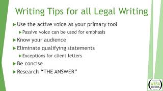 Legal Writing Workshop  Part 1 10 Legal Writing Tips [upl. by Akahs]