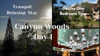 Relaxing Canyon Woods Resort  Twin Lakes Dinner  Deluxe 1BR Tour  Batangas Tagaytay Taal Volcano [upl. by Bathsheeb]