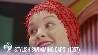 Stylish Swimming Caps 1957  Vintage Fashions [upl. by Spenser]