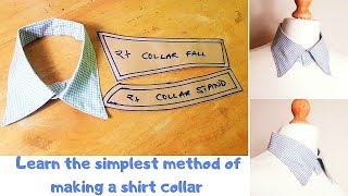 How to make a Shirt Collar  Pattern drafting  Cutting and sewing of a shirt collar [upl. by Enayr]