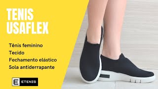 Tênis Feminino Usaflex Slipon Casual Tecido Am01004 Preto [upl. by Malas564]