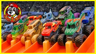 MINI MYSTERY MONSTER JAM Toys Opening amp Downhill Racing Monster Trucks [upl. by Shenan]