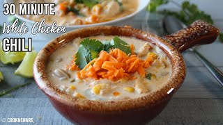 Easy and Healthy White Chicken Chili [upl. by Aihsekat545]