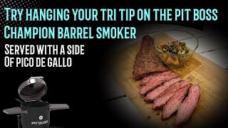 Hang a tri tip steak in your pit boss champion barrel smoker [upl. by Krid]