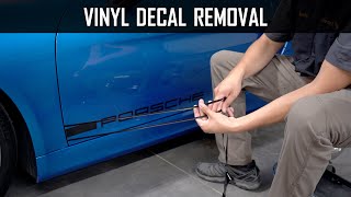 How to remove vinyl decal from car  Ghosting amp Residue Removal DIY  Porsche Decal Removal [upl. by Htenaj]