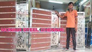 SS stainless steel main gate with wood Avadi  Chennai  Monika Steel [upl. by Kaitlynn361]