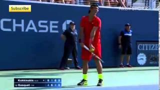 Kokkinakis plays despite his cramps  US Open 2015 [upl. by Aruol]