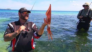 How to Catch Landbased Squid With Oz Fish TV Using Black Magic Squid Snatchers [upl. by Rebma]