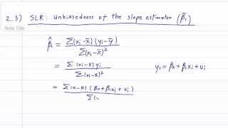 ECO375F  23  Unbiasedness of the Slope Estimator β1 [upl. by Leffen]