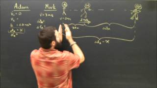 Acceleration Equations 1 Object Catching up to Another Sample Problem [upl. by Nnylyak611]