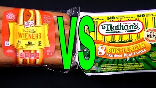 Oscar Mayer Wieners vs Nathans Famous Skinless All Beef Franks FoodFights Reviews the Best Hot Dogs [upl. by Htidirrem943]