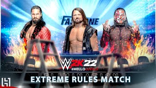 WWE 2K22 AJ Styles vs Seth Rollins vs Jeff Hardy  Extreme Rules Elimination Match [upl. by Esilahs349]