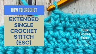 Extended Single Crochet Stitch  ESC  How to Crochet  Slow Crochet Tutorial [upl. by Hortensa]