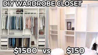 DIY IKEA PAX WARDROBE CLOSET on a 150 BUDGET Open Closet Filming Room Makeover [upl. by Brogle]