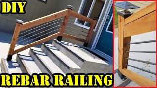 DIY Custom Rebar amp Wood Railing for concrete stairs [upl. by Jones]