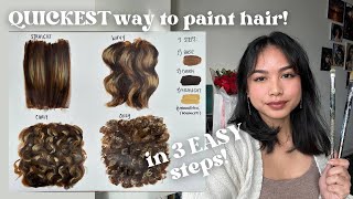 EASY Painting Hair for BEGINNERS How to paint realistic hair with acrylic paint [upl. by Ardnik]