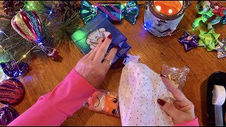 ASMR Christmas Gift Wrapping No talking Tissue paper Gift bags wrapping paper cut amp tape [upl. by Eran]