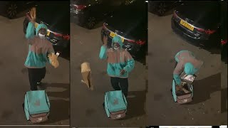 Deliveroo driver eats customers food as she doesnt want to come down [upl. by Yniffit]