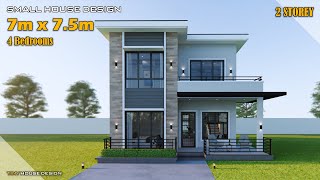 Small House Design  7m x 75m 2 Storey  4 Bedrooms [upl. by Kam]