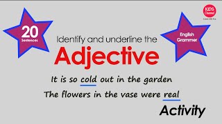 Identify and underline the adjectives3  Adjective sentences examples  Kids Channel [upl. by Minerva]