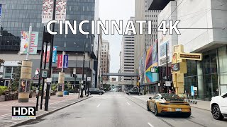 Driving Downtown  Cincinnati Ohio 4K HDR  USA [upl. by Enomes]