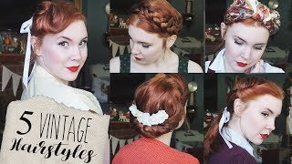 5 Quick amp Easy Vintage Hairstyles for NaturalStraight Hair [upl. by Hearsh304]