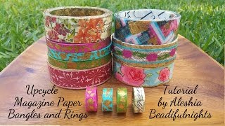 Upcycle Magazine Paper Bangles and Rings Tutorial [upl. by Chaille]