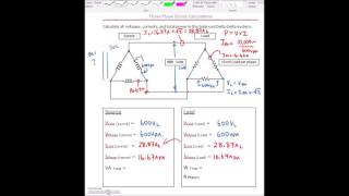 3 Phase Calculation 5 Delta Source Delta Load [upl. by Elburr]