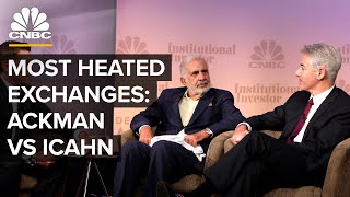 Most Heated Exchanges Hedge Fund Giant Bill Ackman And Investor Carl Icahn Square Off  CNBC [upl. by Riggins885]