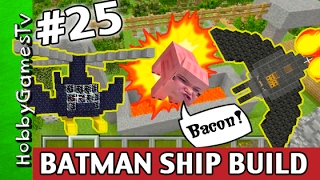 Minecraft BATMAN SPACESHIP Bat Copter HobbyKids Build Turn HobbyPig Into BACON HobbyGamesTV [upl. by Aynahs]