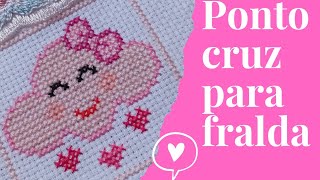 🩷💙PONTO CRUZ para fralda de boca 👧🧒 gráficos ponto cruz para fralda de bebê 👼 [upl. by Nek132]