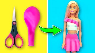 👗 DIY Barbie Dresses with Balloons  Making Easy No Sew Clothes for Barbie [upl. by Morton]