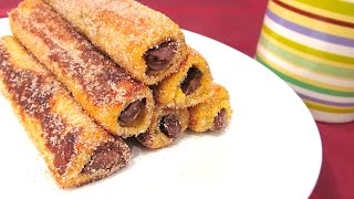 Rollitos de Nutella y Canela  Nutella French Toast Rolls [upl. by Nosinned742]