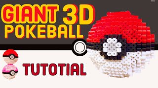 GIANT 3D Pokeball Pokemon Perler beads Tutorial  NO GLUE needed  3D Perler [upl. by Modla]