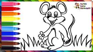 How To Draw A Mouse 🐭 Drawing And Coloring A Cute Mouse 🐁 Drawings For Kids [upl. by Deth]